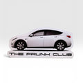 Tesla-inspired Frunk Club 4-inch die-cut vinyl sticker on white backing