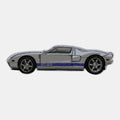 The Frunk Club Ford GT woven patch, white with blue racing stripes and "FORD GT" text.