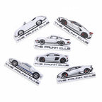 The Frunk Club white vinyl sticker featuring a white Porsche 911.