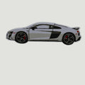 The Frunk Club white woven patch featuring an Audi R8 V10 sports car with black accents and red brake calipers.
