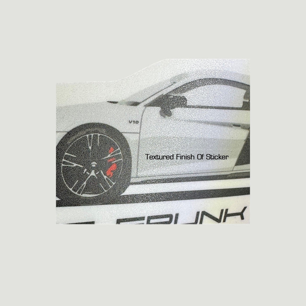 The Frunk Club C8 mid-engine sports car die-cut vinyl sticker with red brake calipers.
