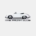The Frunk Club white Porsche 356 convertible die-cut sticker with black text.