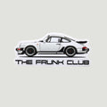 The Frunk Club white Porsche 930 widebody turbo sticker with black accents and lettering.