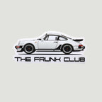 The Frunk Club white Porsche 930 widebody turbo sticker with black accents and lettering.