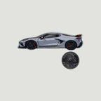The Frunk Club woven patch featuring a white C8 Corvette with red accents and black wheels. 3.5" W x 1" H.