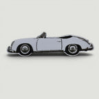 The Frunk Club embroidered patch of a white convertible Porsche 356 Speedster.